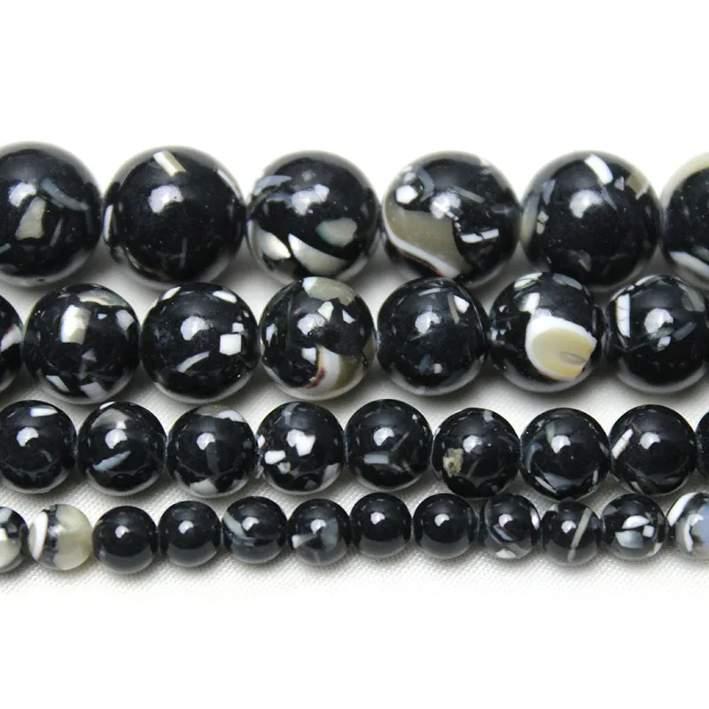 Natural Second Generation Black Shell Turquoises Stone Loose  Round Beads for Jewelry Making Diy Bracelet Necklace  4-12mm