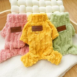 Soft Warm Fleece Dog Pajamas Kawaii Dog Jumpsuits Winter Puppy Clothes Fashion Solid Cat Jumpsuits Pet Coat Costumes Dog Clothes