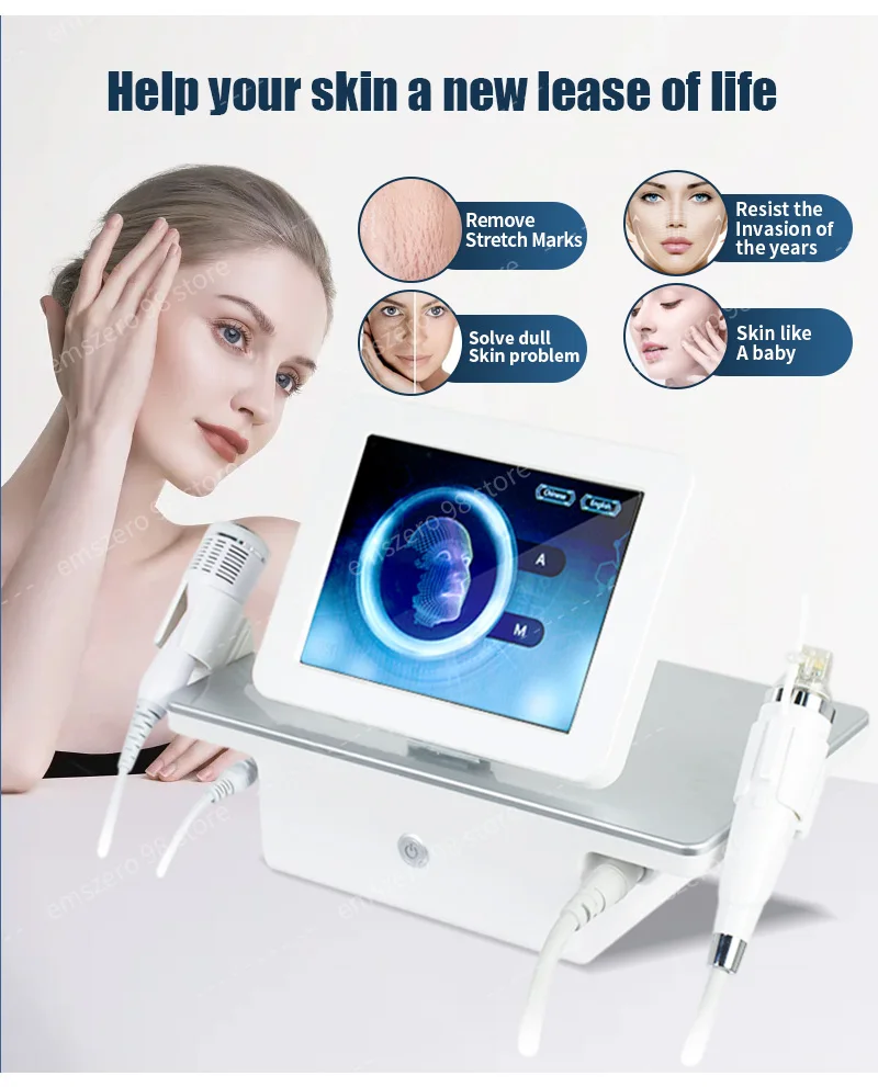 2 In 1 Gold RF Microneedle Machine, Fractional Radiofrequency Microneedling Device for Acne Scar Removal, Stretch Mark Reduction
