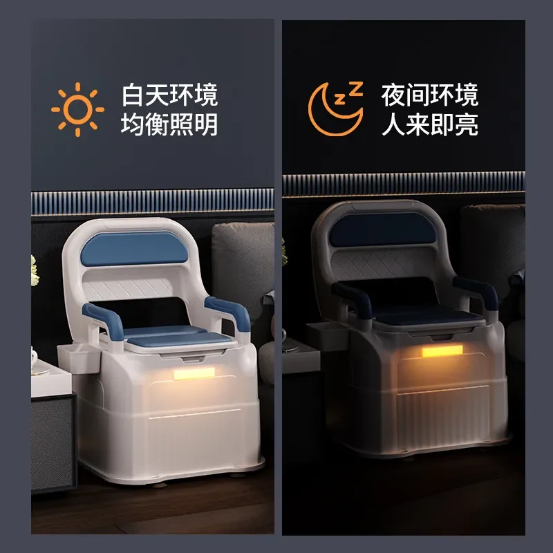 Portable Commode Chair for Elderly and Pregnant Women Sturdy Bedside Toilet Seat with Deodorant Function Household Mobility
