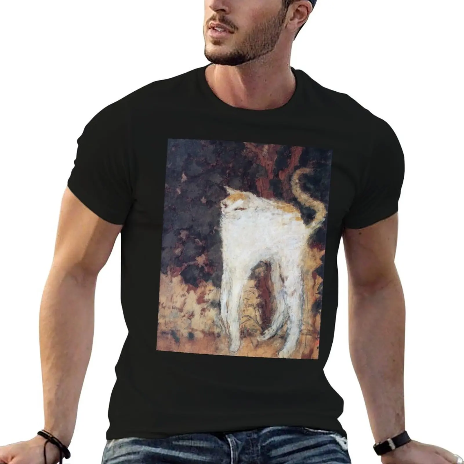 

Pierre Bonnard - Le chat blanc (The White Cat) 1894 T-Shirt t shirts for man cotton funny t shirts cotton T-Shirt