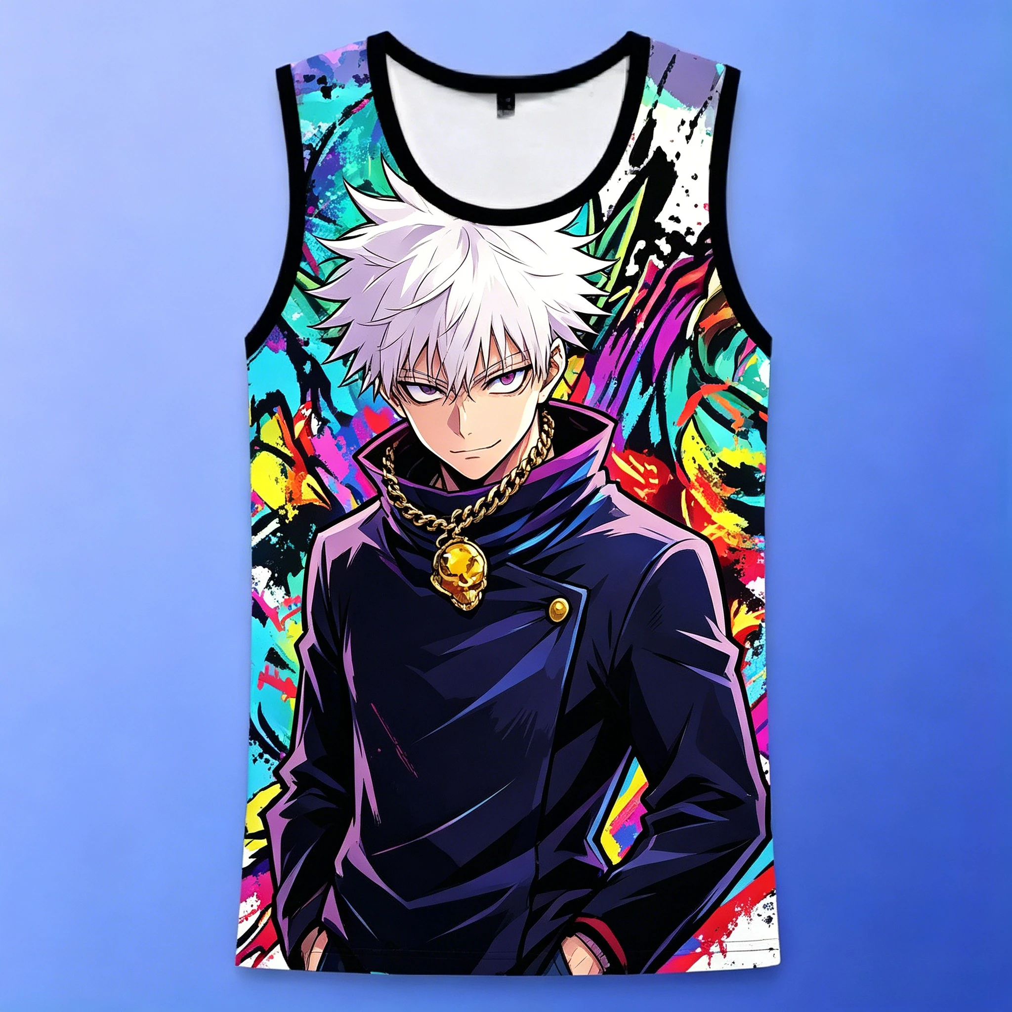 2026 Summer Jujutsu Kaisen Retro Cosplay Vest Men's Oversize 3D Printed Sleeveless T-shirt Family Unisex Children Sports Shirt