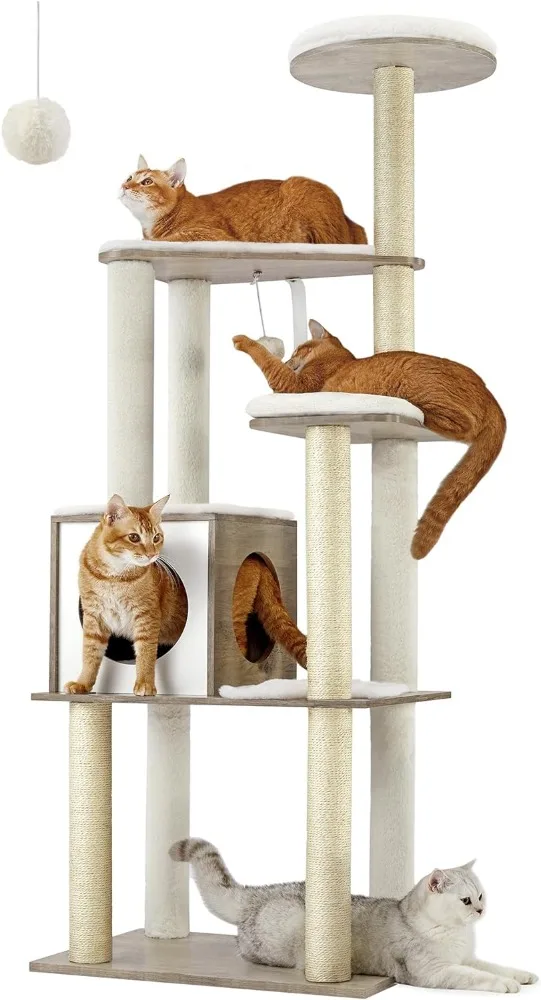 

Feandrea WoodyWonders Cat Tree, 65-Inch Modern Cat Tower for Indoor Cats, Multi-Level Cat Condo with 5 Scratching Posts, Perch