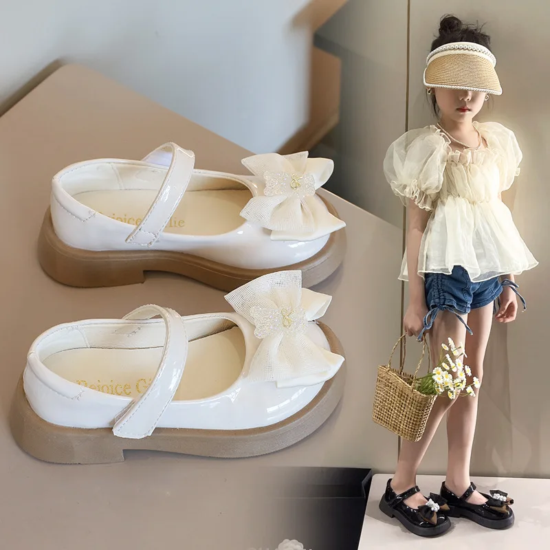 

Spring Autumn Children's Leather Shoes with Bowknot Versatile Girls Fashion Mary Jane Shoes Causal Kids Princess Shoes