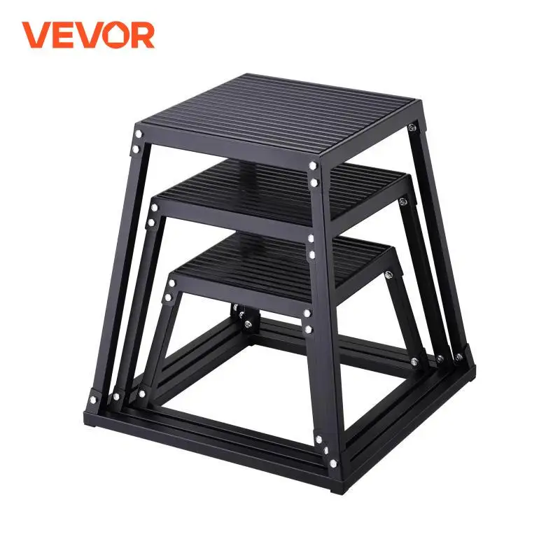 VEVOR 12/18/24/30 inch Plyometric Jump Boxes Plyo Box Platform Black For Home Gym Training Conditioning Strength Training 3/4pcs