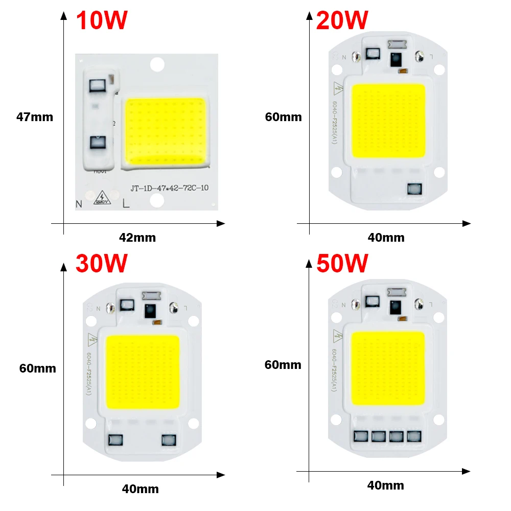 LED COB Chip Lamp 110V 220V 10W 20W 30W 50W IP65 Smart IC No Need Driver DIY Flood Light COB Lamp Spotlight Outdoor Lamp Bead image 4