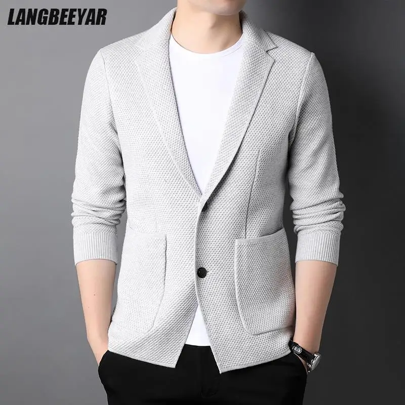 

Top Grade Wool 5% New Brand Fashion Knit Korean Style Cardigan Men Slim Fit Sweater Casual Solid Coats Jacket Mens Clothes 2025