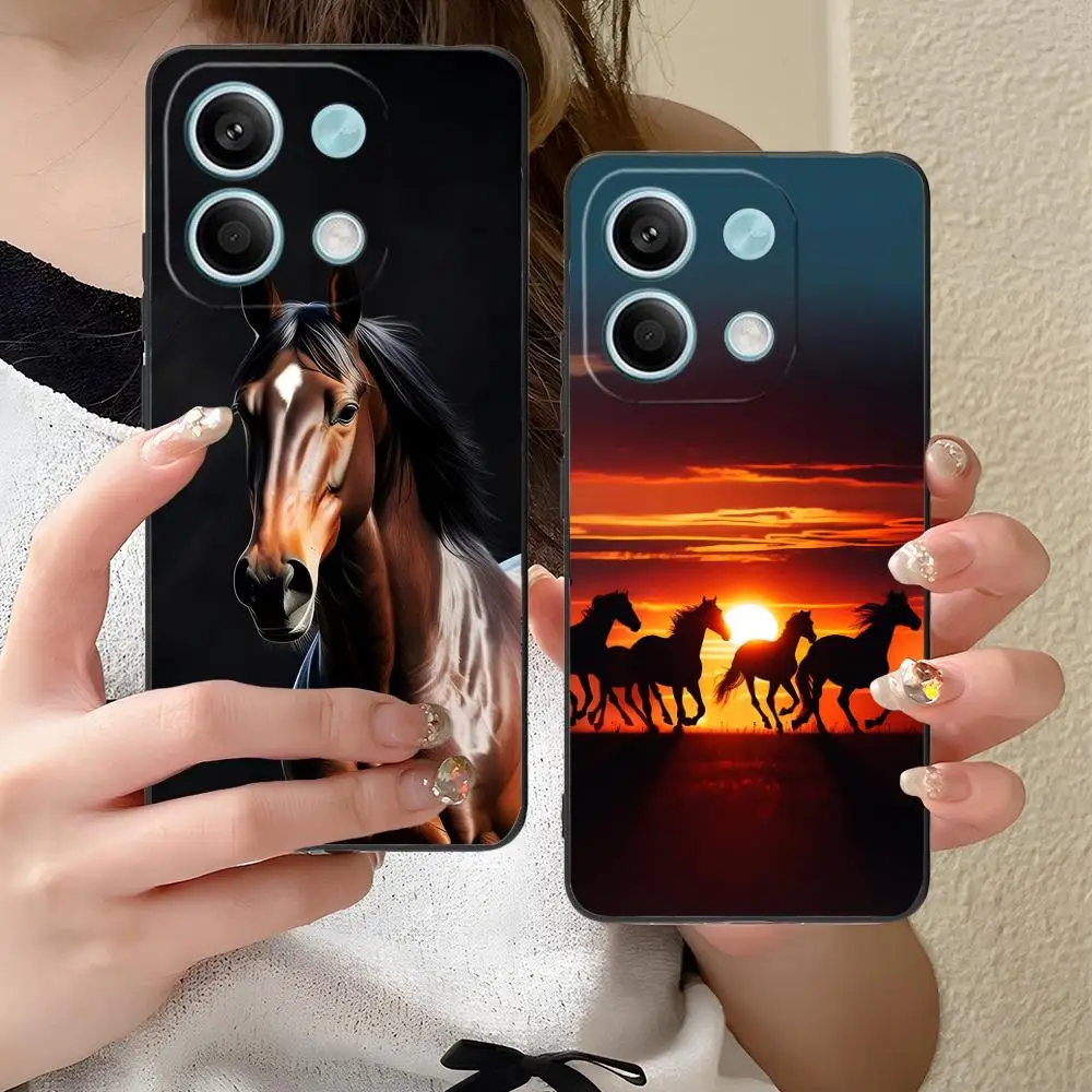 

Модный чехол для мобильного телефона с лошадью для Xiaomi Redmi Note 14 13 12 11 A5 3 2 1 Pro Plus 4G 5G с цветным принтом Защитный чехол