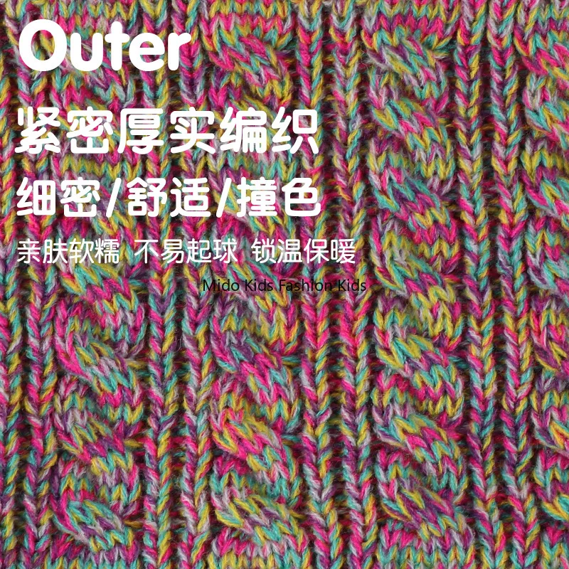 Gorro de lana tejido para niños medianos y grandes de invierno, bufanda, guantes, traje combinado de gorro cálido acolchado de tres piezas para niños