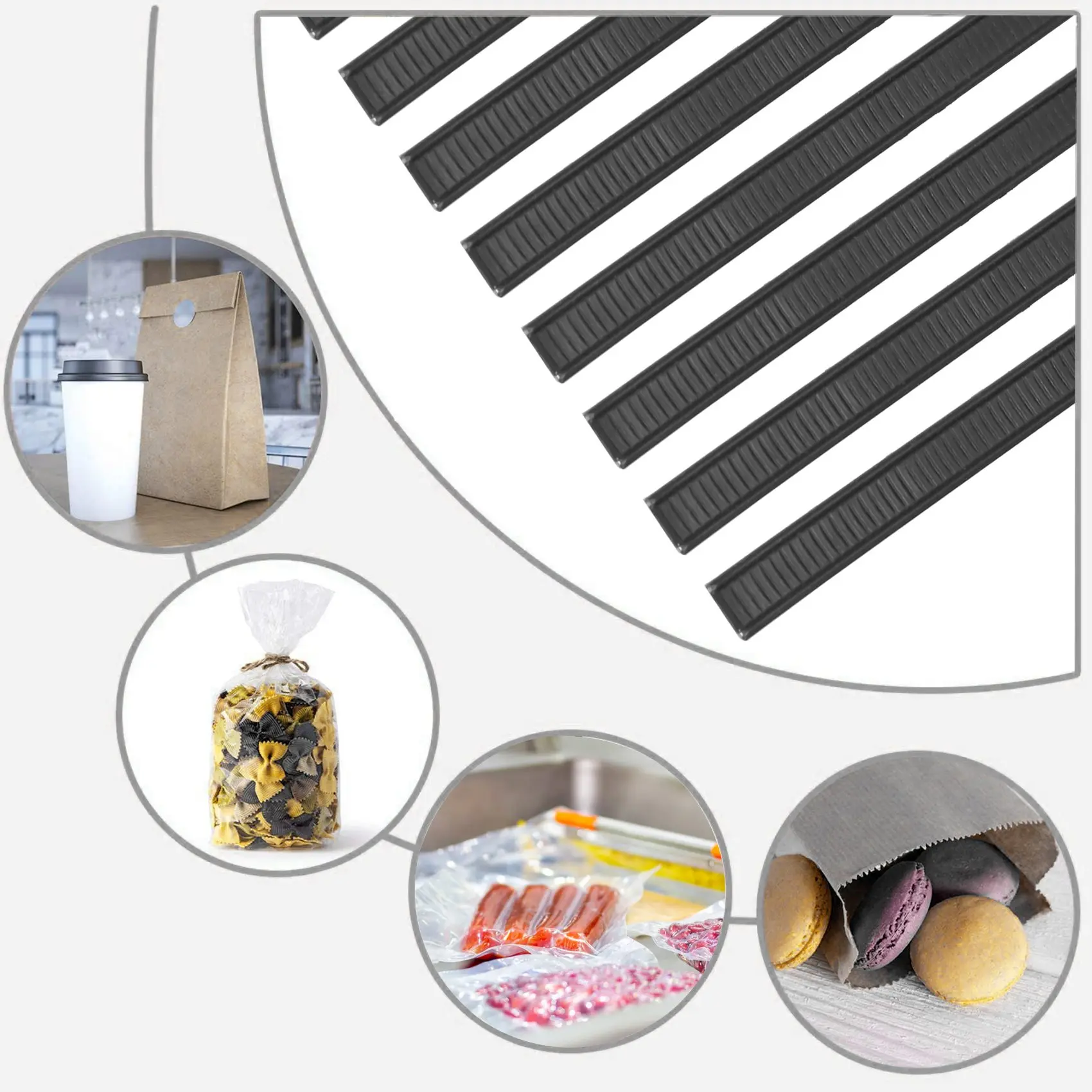 100 Peel and Stick Tin Ties, Wire Bendable, Coffee Bag Ties Sealing Bead of Baked Food Bag 5.5 inch-Black HOT