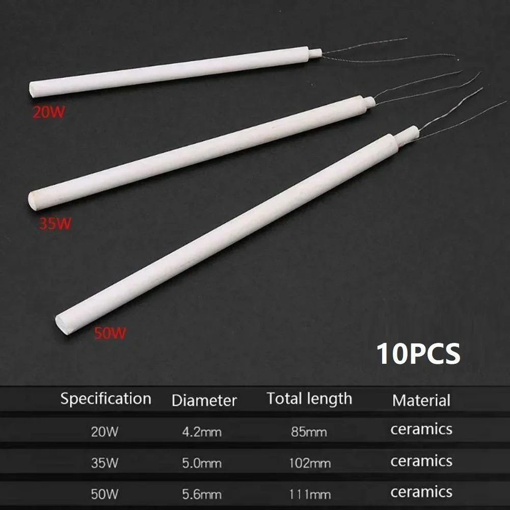 10 peças 220v 20w 35w 50w elemento de aquecimento de ferro de solda elétrica núcleo cerâmico aquecido interno para equipamentos de soldagem