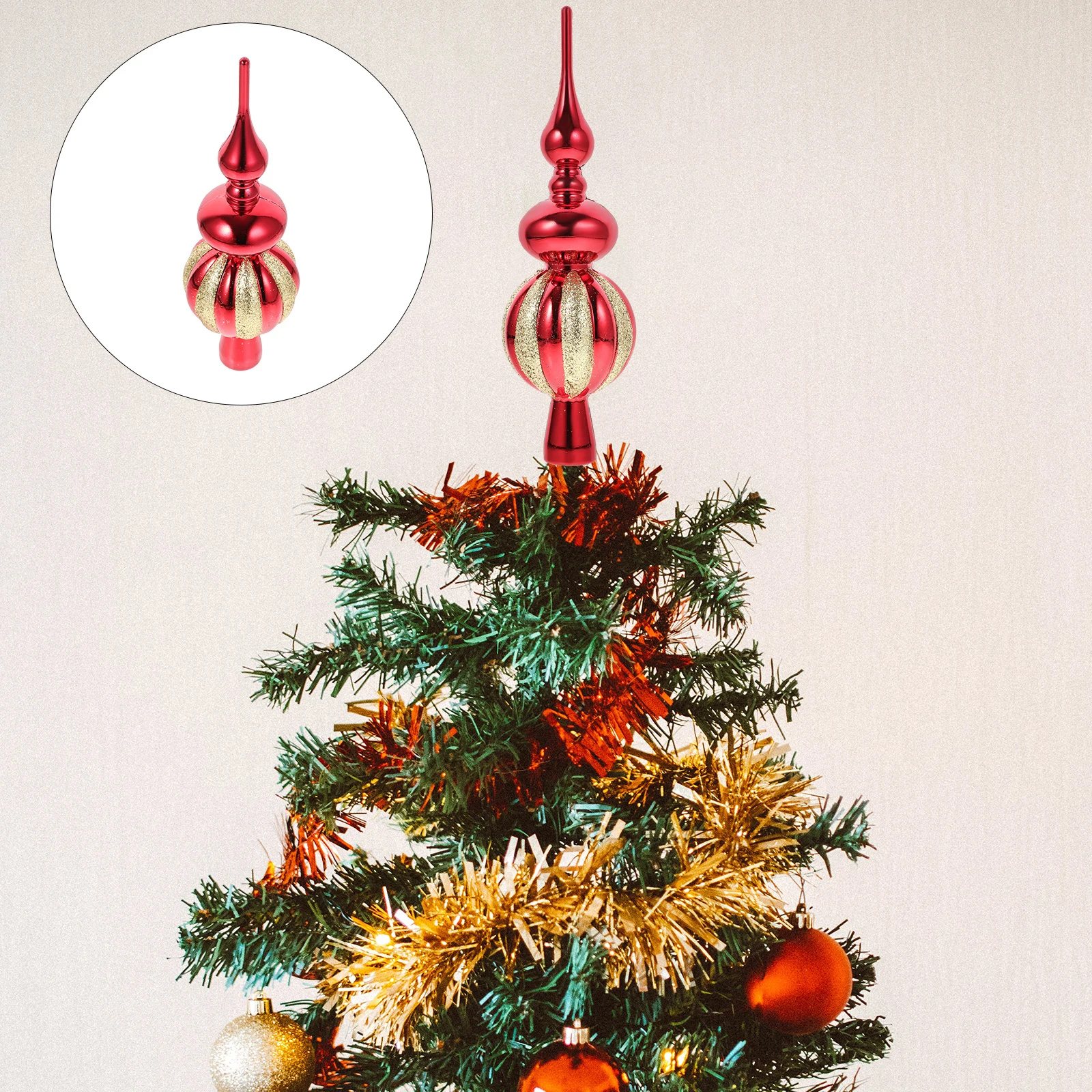 

Christmas Tree Topper Spherical Plastic Ornament Xmas Treetop Decor Holiday Festival Party Decoration Festive Atmosphere
