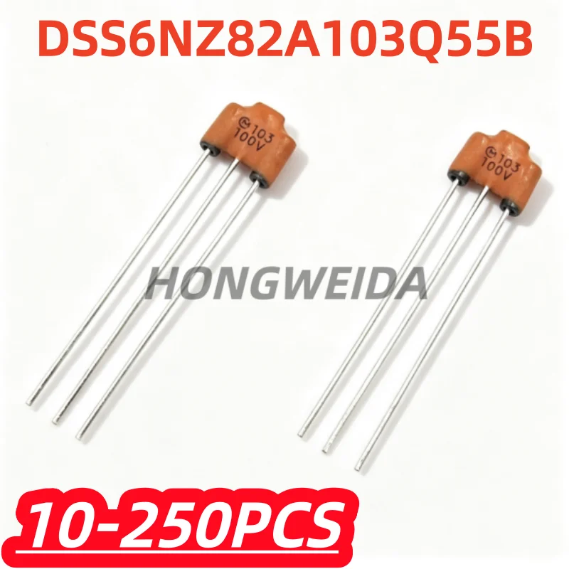 10/100/250Pcs/Lot 100% New DSS6NZ82A103Q55B DSS6NZ82A103 10NF 103 100V EMI Squelching Triple-pin Filter Capacitor Original