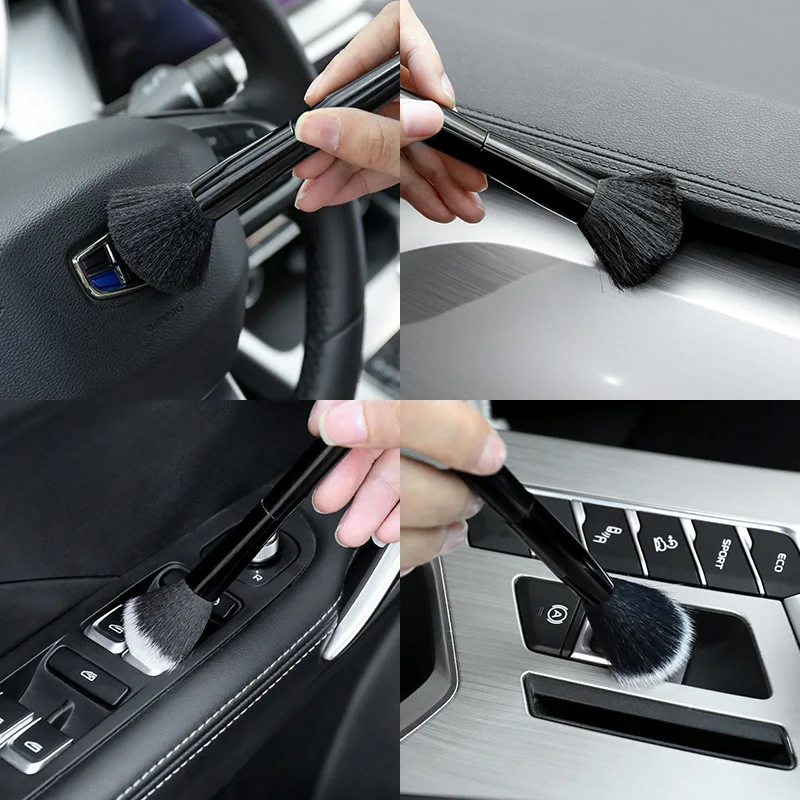 2Pcs/Set Multi-functional Car Air-conditioning Vent Cleaning Brush Car Interior Brush Dust Removal Soft Hair Cleaning Tools