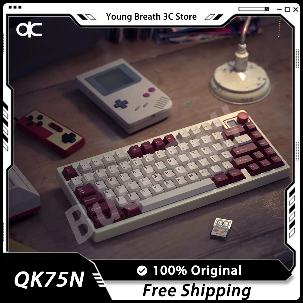 

QwertyKeys QK75N Mechanical Keyboard Aluminium Alloy Three Mode Aluminium Alloy Multifunctional Knob Customize Wireless Gaming K