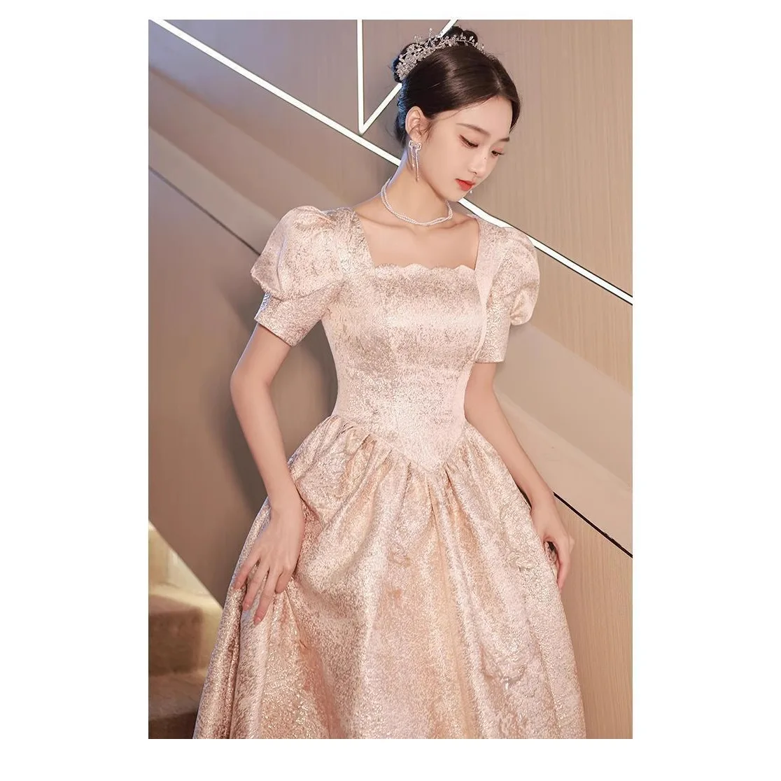 

Yourqipao, китайское вечернее платье цвета шампанского, 2021, роскошное нишевое банкетное платье для выпускного вечера для девочек, платья для выступлений