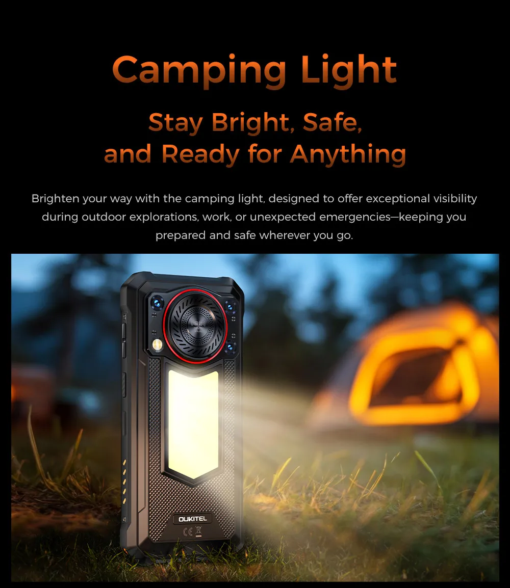 OUKITEL WP53 PRO Rugged Smartphone 50MP 24GB(8+16) 256GB 11000mAh Android 15 Camping Light loudspeaker 6.52" NFC Cell Phone