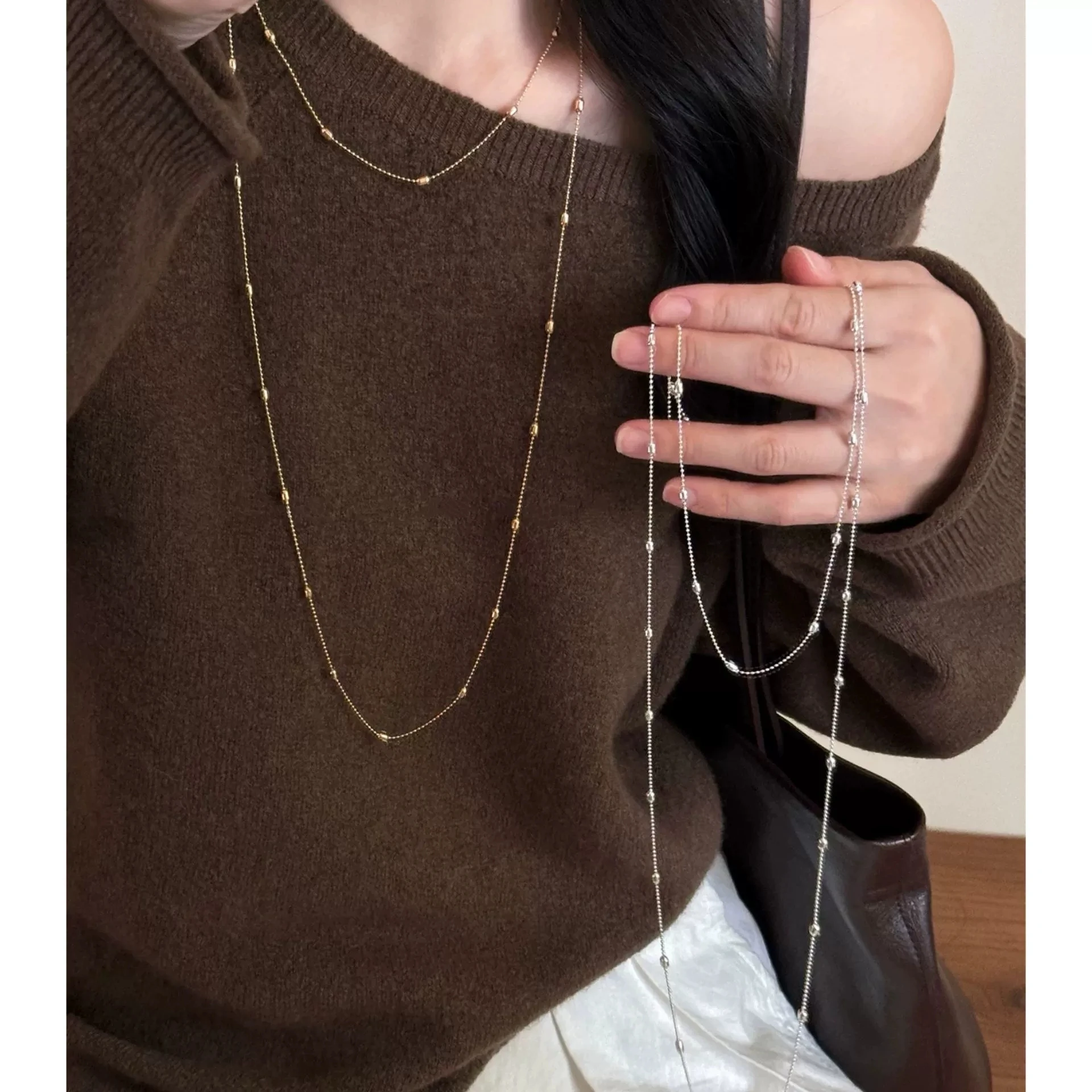 Tour de cou pour femme, Style rétro, couleur grise