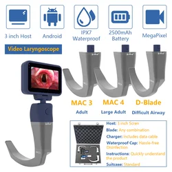 CR-32 Reusable Video Laryngoscope, 3.2 inch Display with 3 Blades (MAC3, MAC4, D-Blade), Include Suitcase Waterproof Cap