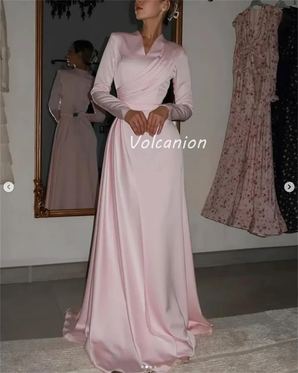 Customized Modern Style Fashion Charmeuse Ruched Sash Straight V-neck Long Dresses Bespoke Occasion Dresses High Quality Simple