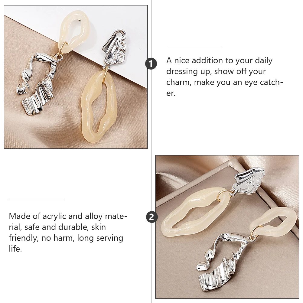 

1 Pair Metal Fringe Earrings Women Asymmetrical Dangle Jewelry Gift Party Wedding Daily Wear Acrylic Alloy Skin-Friendly