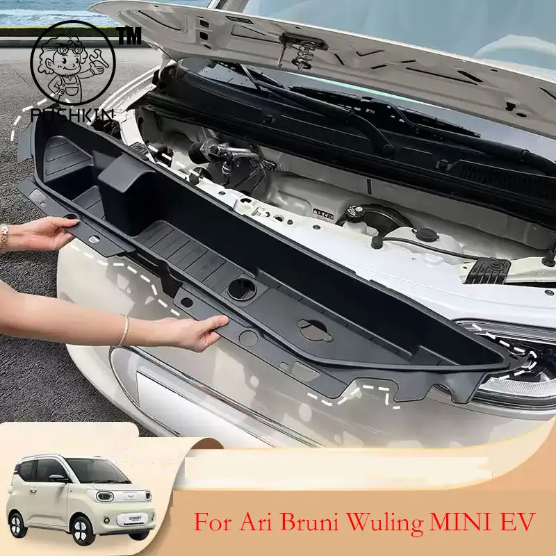 For Ari Bruni Wuling MINI EV 3rd 2024 2025 2026 LHD Front Trunk Storage Box Engine Compartment Dust-proof Storage Box Auto Parts