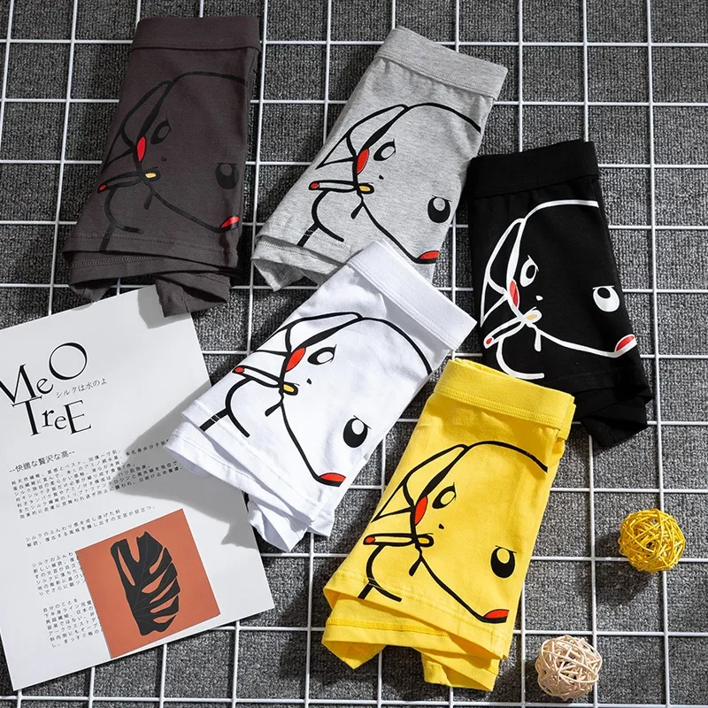 Pikachu Men Underwear Panties Boys Summer Breathable Cartoon Panties Male Cotton Underpants