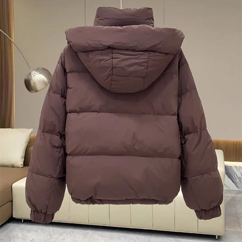 2025 New Winter Cotton Coat Short Parkas Coat Cotton Jacket Women's Korean Edition Hooded Warm and Windproof Overcoat Female