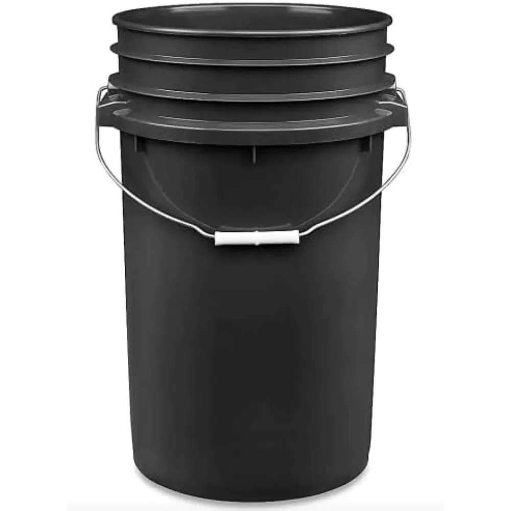 

7 Gallon Large Black Food Grade - BPA Free- Made in USA Bucket Pail with Screw on Gasket lid (Pack of 2)
