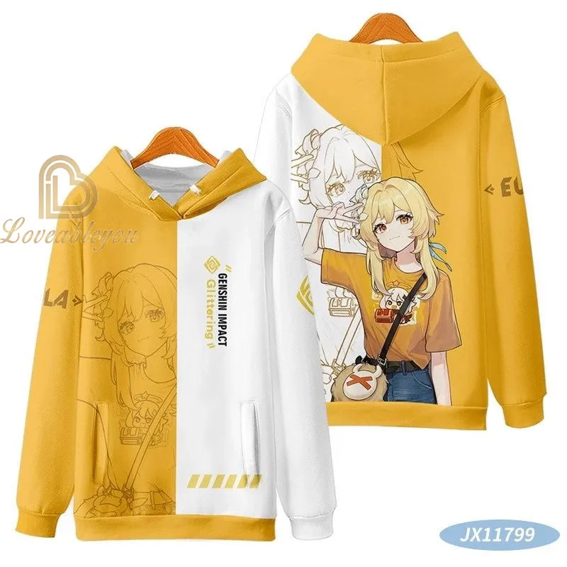 Genshin Impact Cute Kids Baby Boy Hoodies Anime Cartoon Kujo Sara Lisa Boys Girls Sweatshirts Spring AutumnThin Coat Children