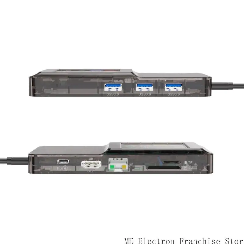T5EA 8 Port USB C Hubs مع شاشة LCD 100W شحن 512 جيجابايت دعم بطاقة الذاكرة