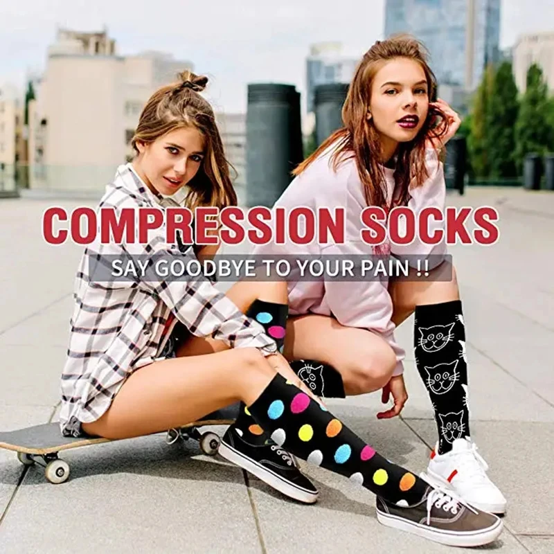 Compression Socks For Men Women To Resist Fatigue Varicose Edema Knee Height Of 20-30mmHg Running Basketball Hiking Sports Socks