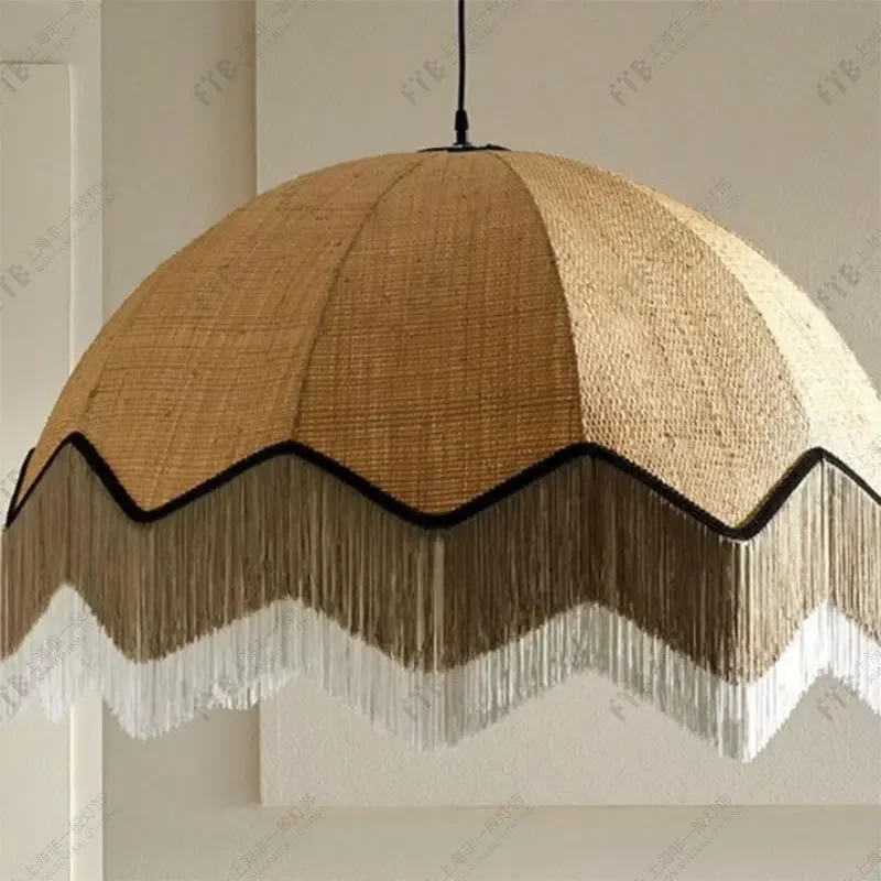Suzhou cotton and linen curved chandelier, living room model room soft light