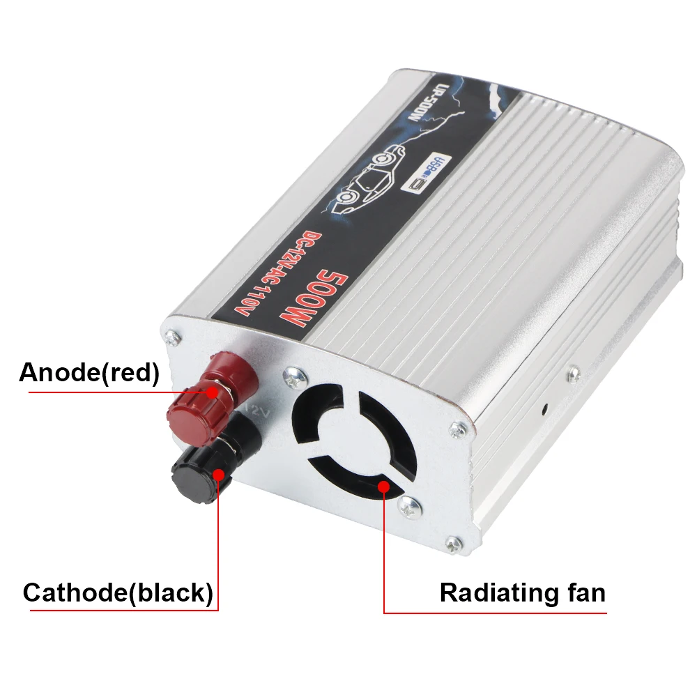 USB 충전기 과부하 보호 AC 소켓, EU 플러그, 자동차 인버터, DC 12V-AC 110V/220V 컨버터 전원 어댑터, 3 포트 소켓