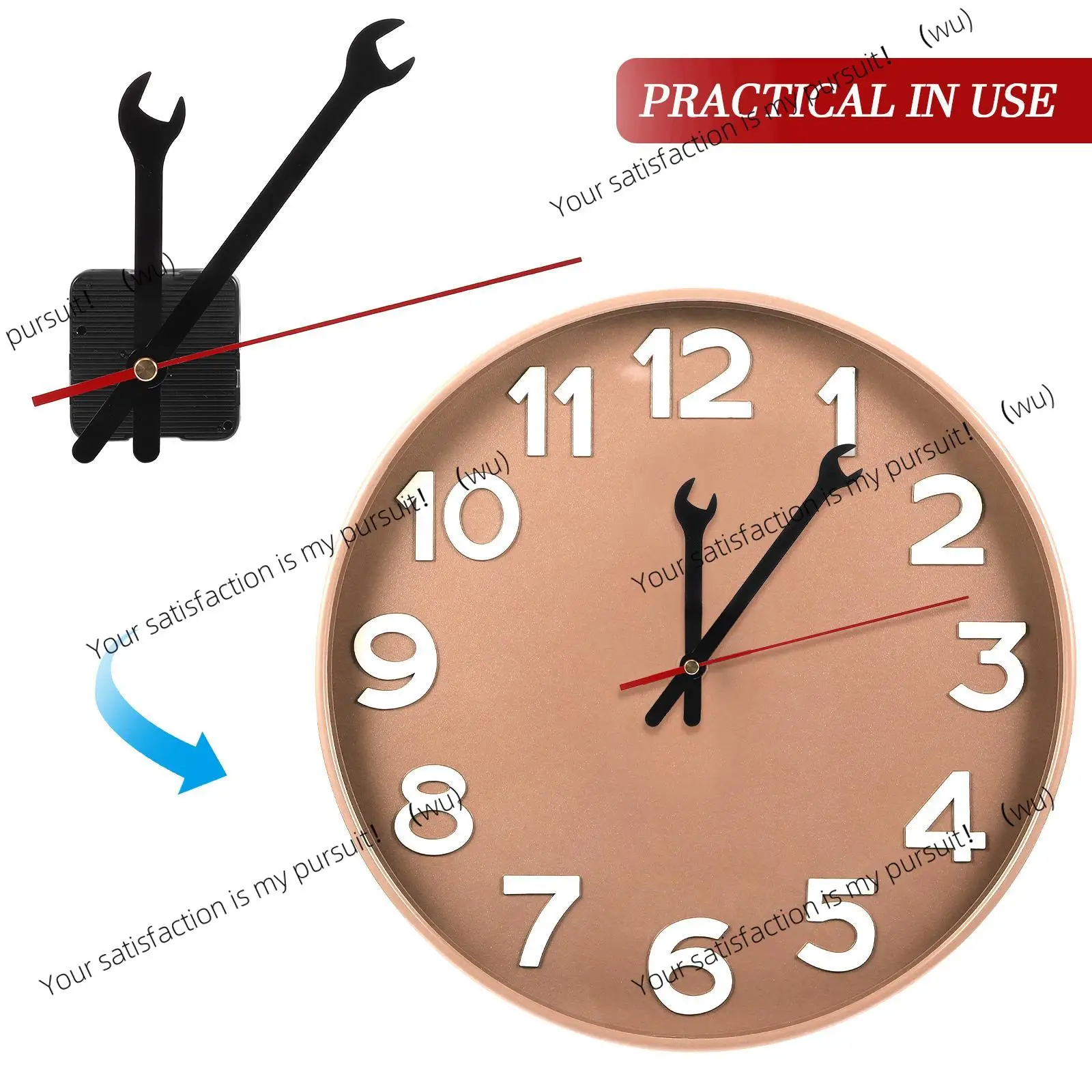 Quartz clock movement replacement wall clock DIY repair mechanism wrench modern
