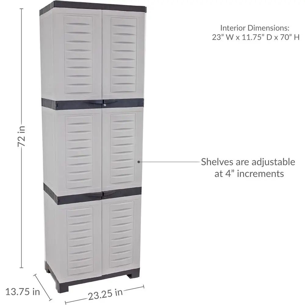 72-Inch High-Resin Garage Storage Cabinet with Lockable Doors and Adjustable Shelves - Ideal for Utility, Laundry, Office, and B