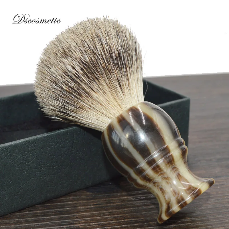 Dscosmetic super natural hair shaving brush with resin handle and acrylic shaving stand holder for man shave