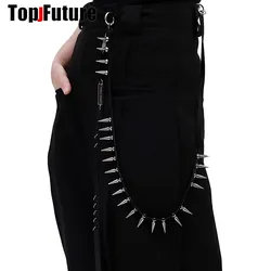 Y2K Girl Gothic Women Men Steampunk Metal Waist Chains Hip Hop Punk Harajuku spike Choker Keychain Trendy Jeans Accessories