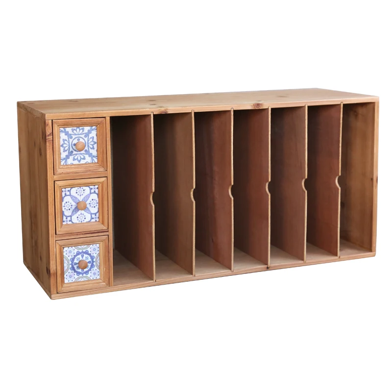 

Document storage rack, face storage box, retro tile bookshelf shelf