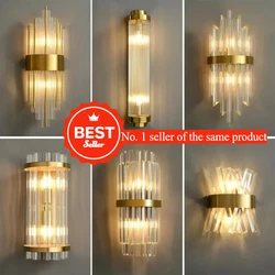 LED Luxury Crystal Wall Lamps For Living Room Hall Foyer Hotel Indoor Home Art Decor Wall Sconces Gold Bedside Lights Wall Light