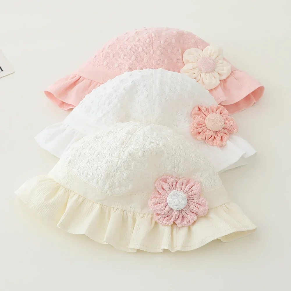 Soft Brim Girls Sun Cap Flower Princess Lace Baby Hat Summer Panama Infant Toddler UV Protection Hat Outdoor Baby Girls Bonnet