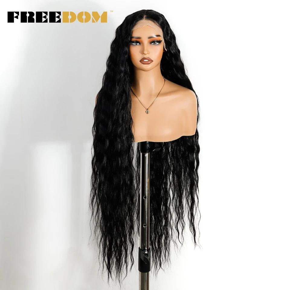FREEDOM Synthetische Lace-Front-Perücken für Damen, 40 Zoll, extra lang, lockig, 13x4, vorgezupfte Haaransätze, mit freiem Scheitel, Lace-Front-Perücke für den täglichen Gebrauch. – Detail 5