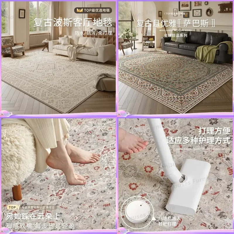 Carpet living room French retro Persian style home carpet large area leave-in wiping high-grade floor mat cross-border