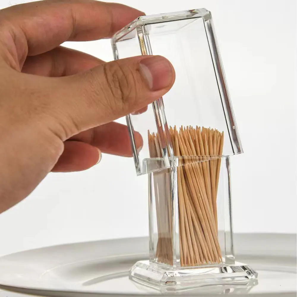 

Thickened Acrylic Toothpick Box Transparent Toothpick Bottle Square Hotel Toothpick Creative Storage Box