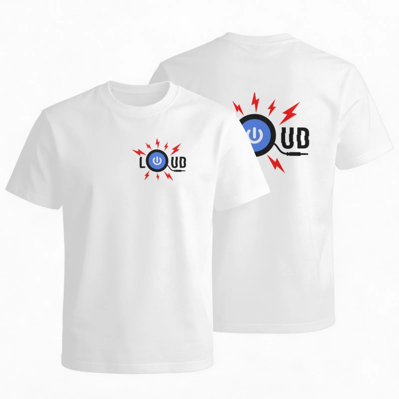 Loud Power Button Graphic Tee Breathable Cotton Short Sleeve T-Shirt Daily Wear