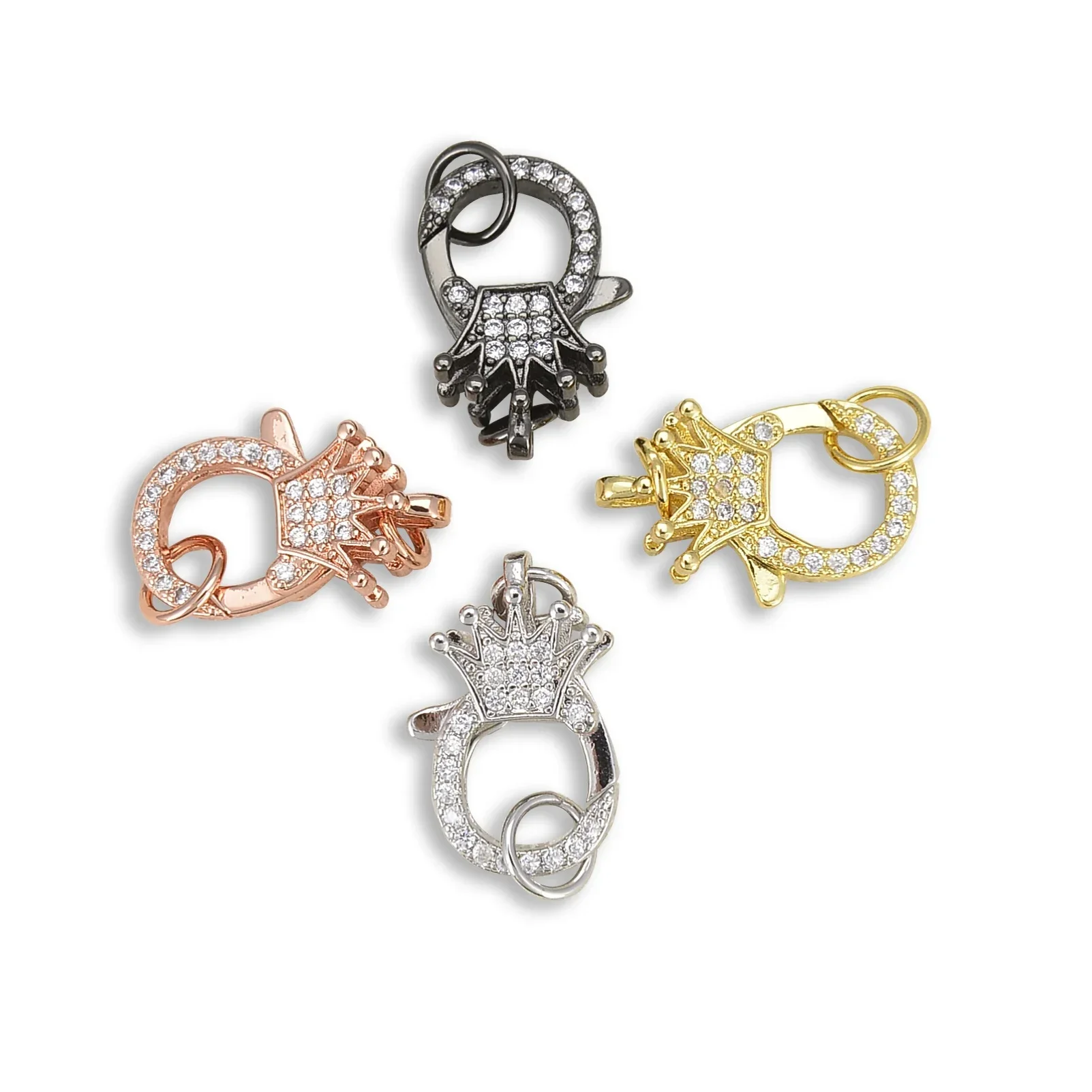 5 Pcs Connector Locks Supplies Fastener Lobster Clasps Paved Zircon Star Diamond Crown Wings Shape Accessories Items Wholesale