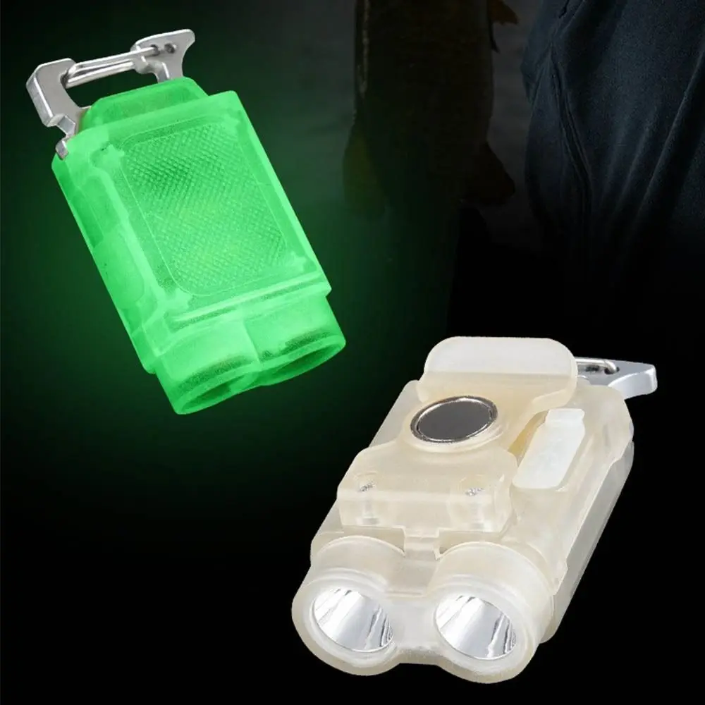 Mini 6 Modes Keychain Light Dual Light Source Magnetic Fluorescent Flashlight Waterproof Lightweight Hat Lamp Outdoor Fishing