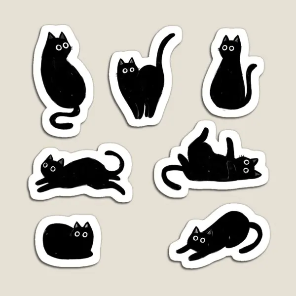 Black Cat Pattern  Magnet Magnetic  Decor Refrigerator Funny Baby for Fridge Organizer Home Kids Stickers Colorful Children