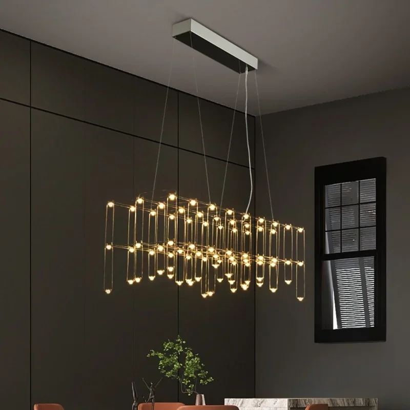 Lustre étoilé rectangulaire créatif nordique, vêtements de réception minimalistes, éclairage PRBar