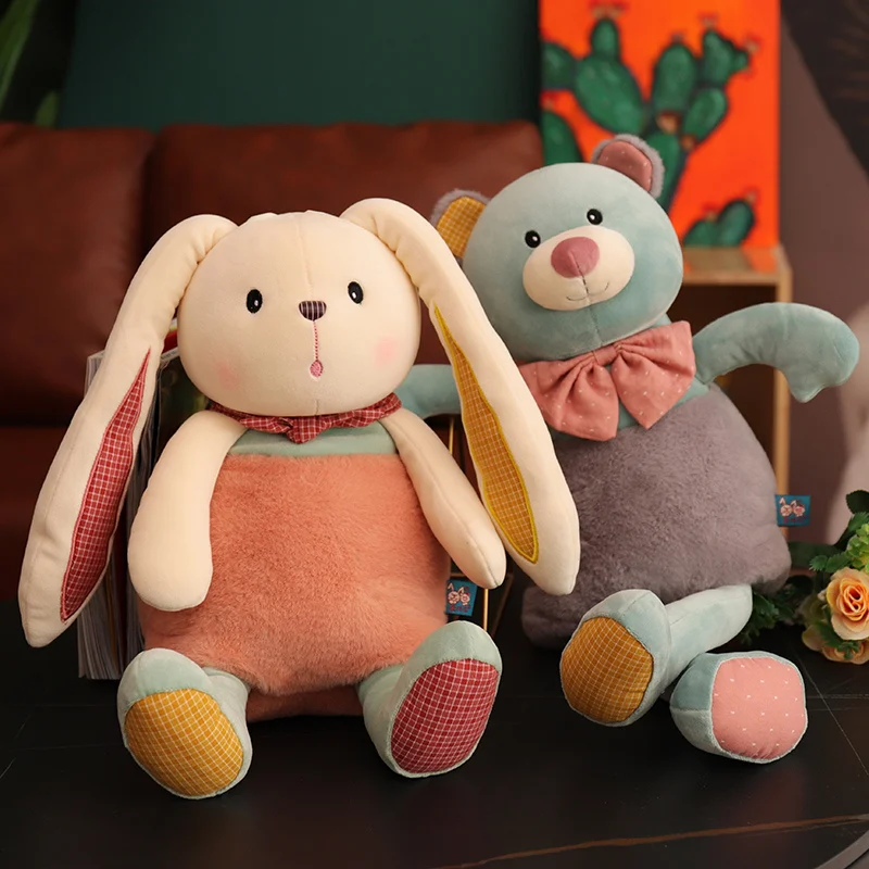 65-70cm Vintage długie ręcznie niedźwiedź Bunny pluszowe zabawki miękkie lalki wypchane zwierzęta Cartoon pluszowe zabawki Kawaii dla dziewczyny dzieci prezenty